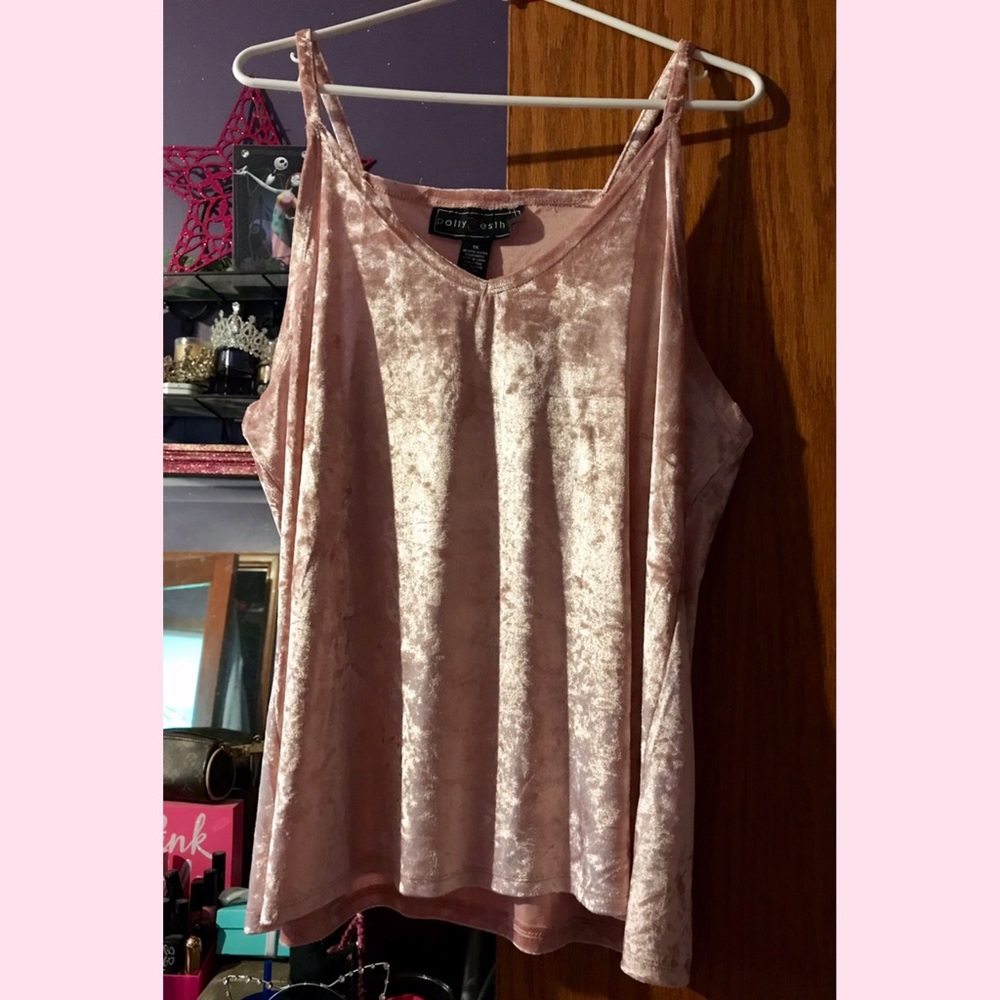 💗 Cute Pink Velvet Like Tank Top, Size 1X